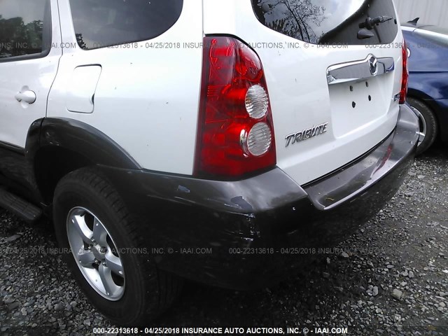 4F2YZ06106KM27247 - 2006 MAZDA TRIBUTE S WHITE photo 6