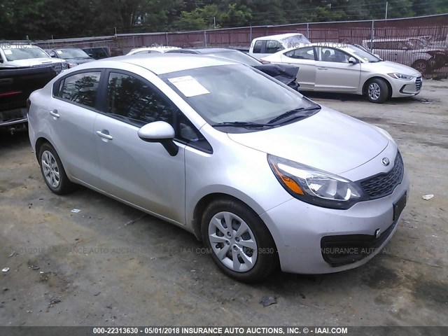 KNADM4A34E6349735 - 2014 KIA RIO LX SILVER photo 1