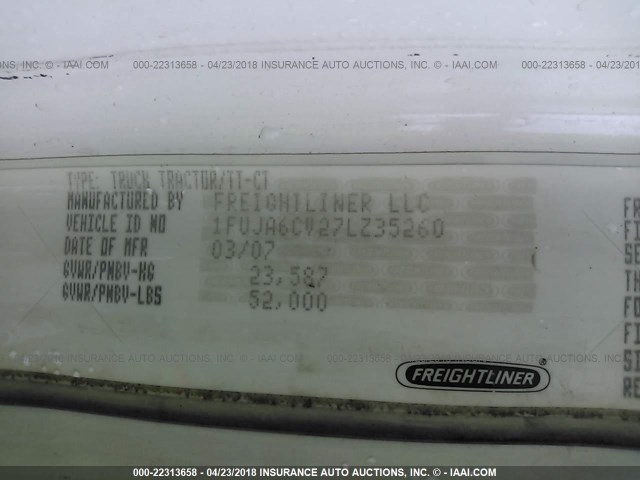 1FUJA6CV27LZ35260 - 2007 FREIGHTLINER CONVENTIONAL COLUMBIA Unknown photo 10