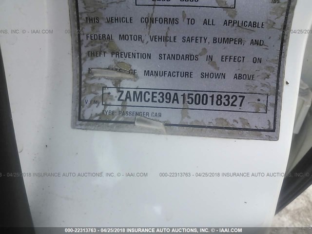 ZAMCE39A150018327 - 2005 MASERATI Quattroporte M139 WHITE photo 9