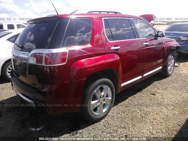 2GKALUEK5E6370313 - 2014 GMC TERRAIN DENALI RED photo 4