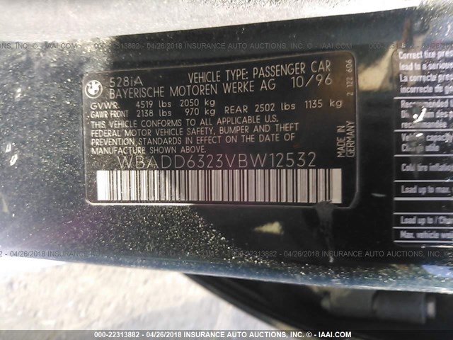 WBADD6323VBW12532 - 1997 BMW 528 I AUTOMATIC Yaşıl foto 9