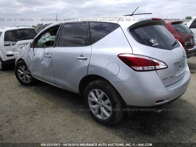 JN8AZ1MU9CW114100 - 2012 NISSAN MURANO S/SL/LE SILVER photo 3