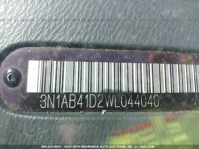 3N1AB41D2WL044040 - 1998 NISSAN SENTRA XE/GXE BLACK photo 9