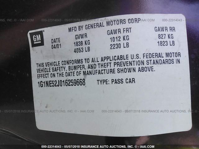 1G1NE52J016259668 - 2001 CHEVROLET MALIBU LS RED photo 9