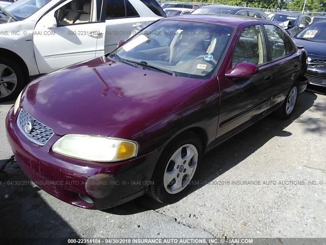 3N1CB51D73L699420 - 2003 NISSAN SENTRA XE/GXE MAROON photo 2