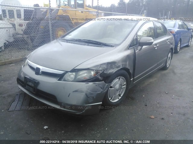 JHMFA36256S013159 - 2006 HONDA CIVIC HYBRID GRAY photo 2