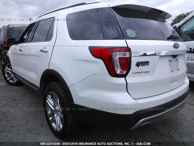 1FM5K7FH0GGD01905 - 2016 FORD EXPLORER LIMITED 白色 照片 3