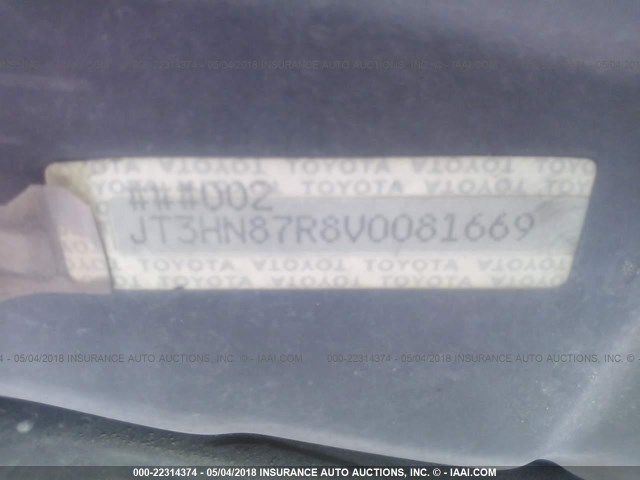 JT3HN87R8V0081669 - 1997 TOYOTA 4RUNNER LIMITED GRAY photo 9