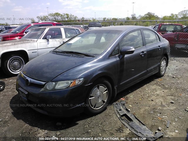 JHMFA36258S017618 - 2008 HONDA CIVIC HYBRID BLUE photo 2