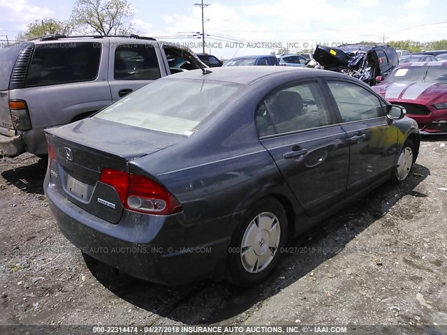 JHMFA36258S017618 - 2008 HONDA CIVIC HYBRID BLUE photo 4