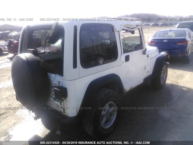 1J4FY19SXWP740047 - 1998 JEEP WRANGLER / TJ SPORT WHITE photo 4