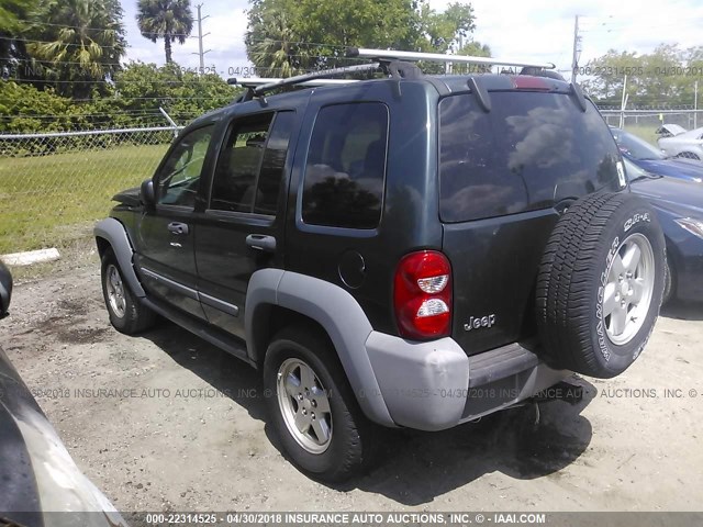 1J8GK48K15W585898 - 2005 JEEP LIBERTY SPORT GREEN photo 3