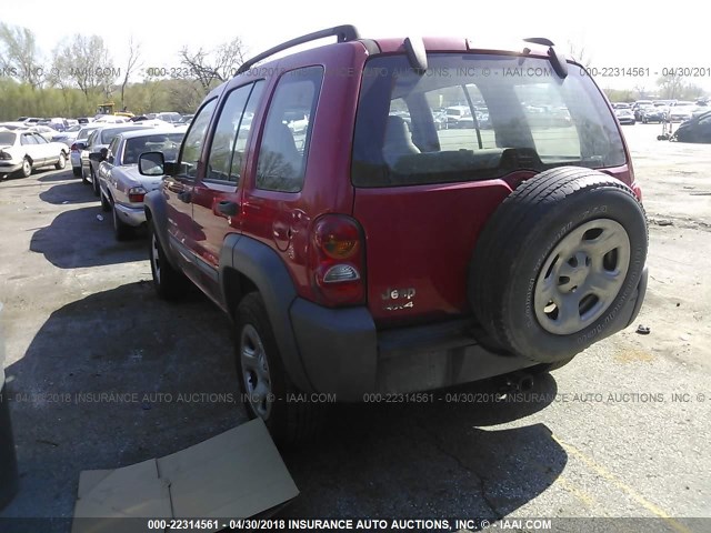 1J4GL48K12W322854 - 2002 JEEP LIBERTY SPORT RED photo 3