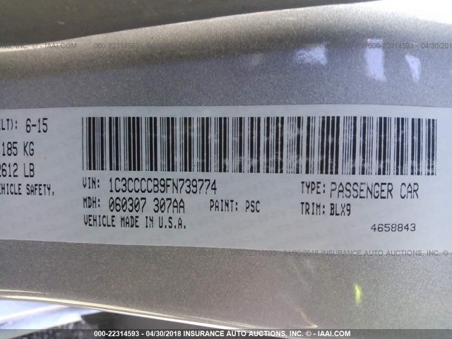 1C3CCCCB9FN739774 - 2015 CHRYSLER 200 C SILVER photo 9