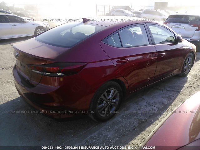 5NPD84LF9JH228875 - 2018 HYUNDAI ELANTRA SEL/VALUE/LIMITED RED photo 4