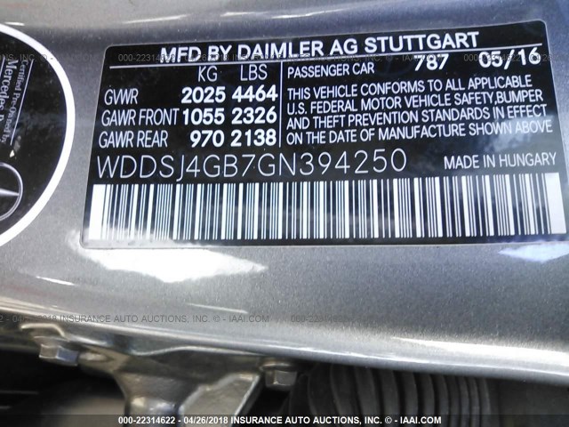 WDDSJ4GB7GN394250 - 2016 MERCEDES-BENZ CLA 250 4MATIC GRAY photo 9