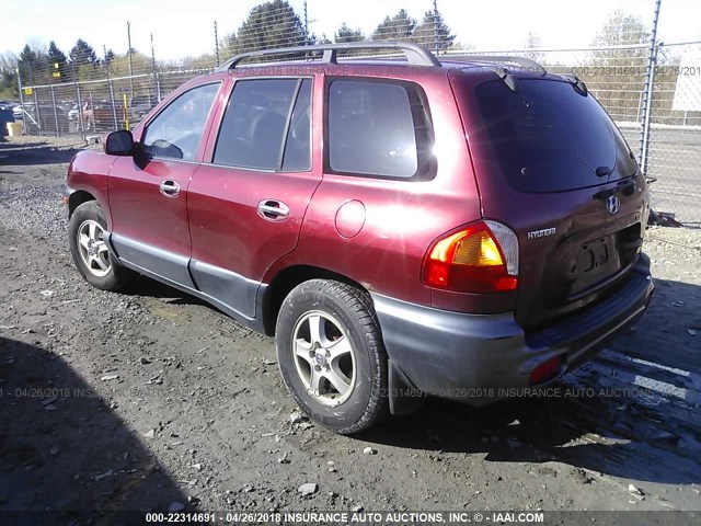 KM8SC73D72U161508 - 2002 HYUNDAI SANTA FE GLS/LX BURGUNDY photo 3