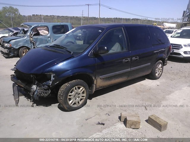 1D4GP24R26B593570 - 2006 DODGE GRAND CARAVAN SE BLUE photo 2