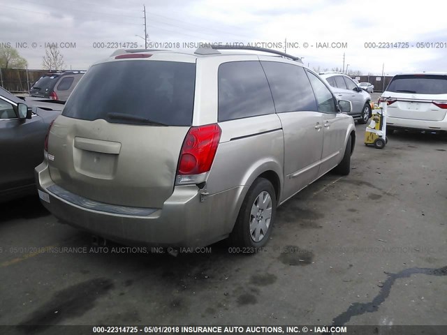 5N1BV28U86N112548 - 2006 NISSAN QUEST S/SE/SL GOLD photo 4