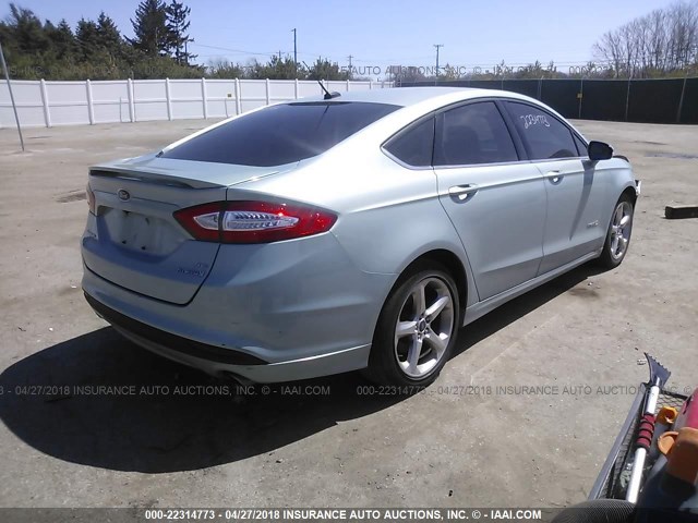 3FA6P0LU1DR161747 - 2013 FORD FUSION SE HYBRID Light Blue photo 4