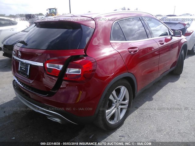 WDCTG4EB4GJ256506 - 2016 MERCEDES-BENZ GLA 250 RED photo 4