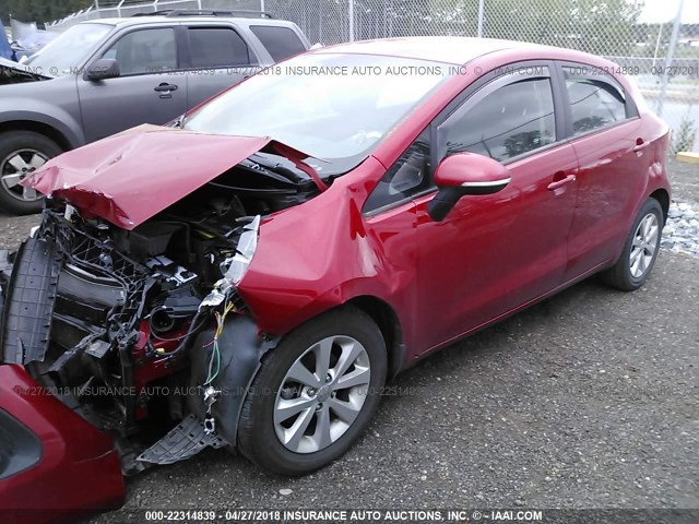 KNADN5A30F6499829 - 2015 KIA RIO EX/SX RED photo 2