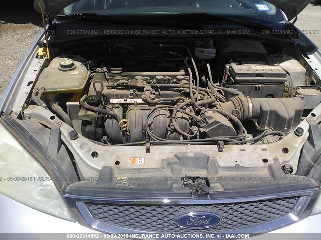 1FAFP34N27W251256 - 2007 FORD FOCUS ZX4/S/SE/SES SILVER photo 10