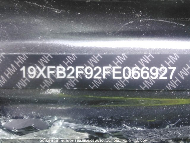 19XFB2F92FE066927 - 2015 HONDA CIVIC EXL GRAY photo 9