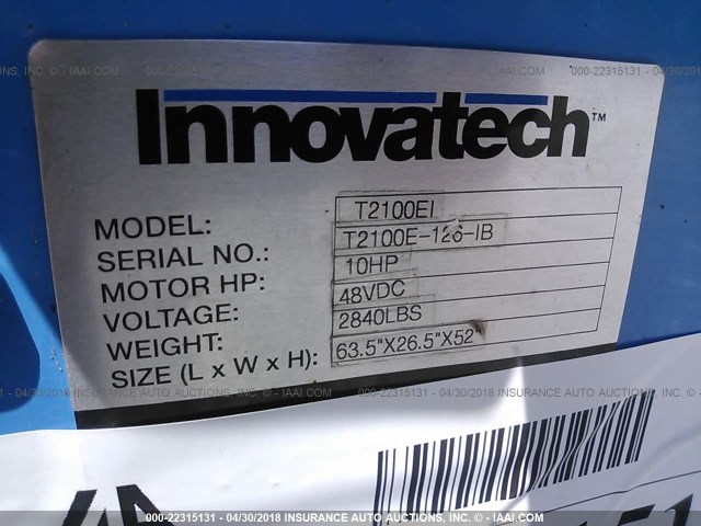 00000000133291001 - 2014 INNOVATECH T2100E1 FLOOR SCRAPER  BLUE photo 9