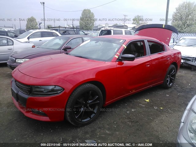 2C3CDXHGXGH267636 - 2016 DODGE CHARGER SXT RED photo 2