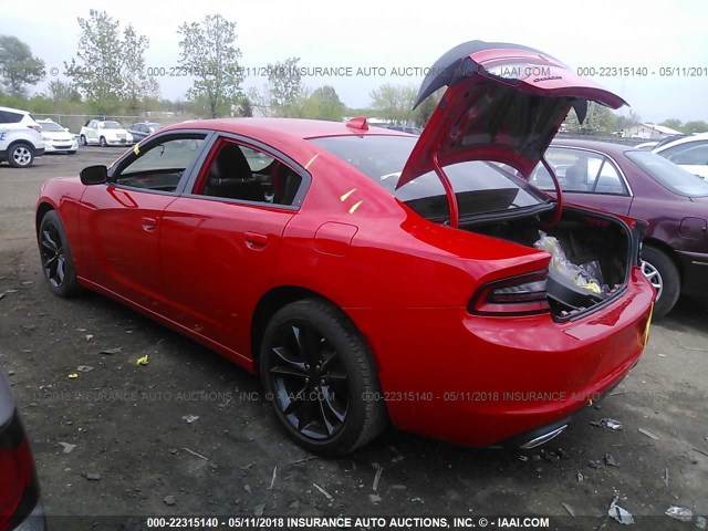 2C3CDXHGXGH267636 - 2016 DODGE CHARGER SXT RED photo 3