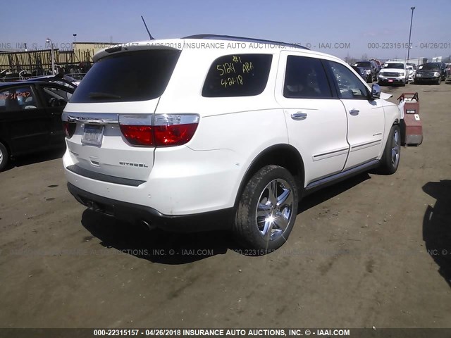 1D4SE5GT4BC595124 - 2011 DODGE DURANGO CITADEL WHITE photo 4