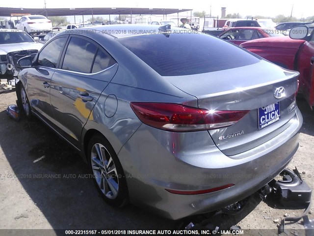 KMHD84LF8JU448638 - 2018 HYUNDAI ELANTRA SEL/VALUE/LIMITED GRAY photo 3