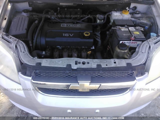 KL1TD56668B226030 - 2008 CHEVROLET AVEO LS SILVER photo 10