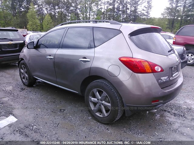 JN8AZ18U19W003575 - 2009 NISSAN MURANO S/SL BROWN photo 3