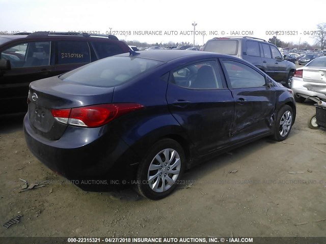 5NPDH4AE7BH046698 - 2011 HYUNDAI ELANTRA GLS/LIMITED BLUE photo 4