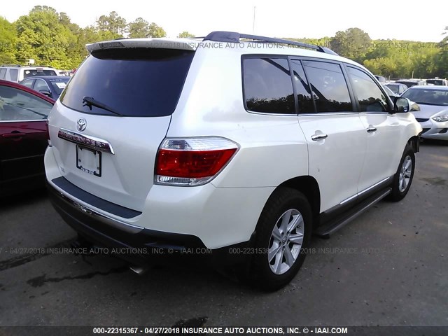 5TDZA3EH0DS034723 - 2013 TOYOTA HIGHLANDER PLUS WHITE photo 4