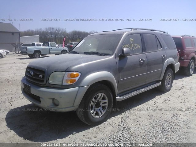 5TDZT34A83S142620 - 2003 TOYOTA SEQUOIA SR5 GRAY photo 2