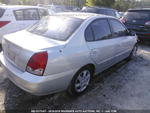 KMHDN46D35U159370 - 2005 HYUNDAI ELANTRA GLS/GT SILVER photo 4