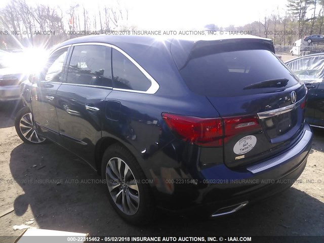 5FRYD4H47EB007668 - 2014 ACURA MDX TECHNOLOGY BLUE photo 3