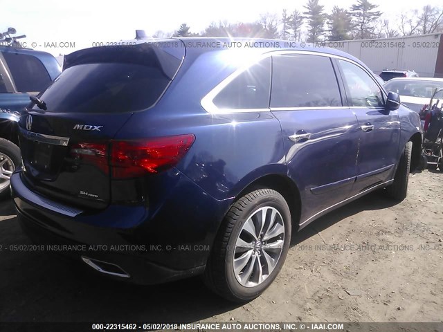 5FRYD4H47EB007668 - 2014 ACURA MDX TECHNOLOGY BLUE photo 4