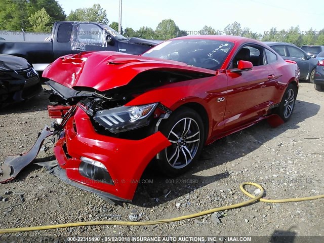 1FA6P8CF8F5335500 - 2015 FORD MUSTANG GT RED photo 2