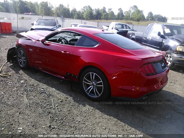 1FA6P8CF8F5335500 - 2015 FORD MUSTANG GT RED photo 3