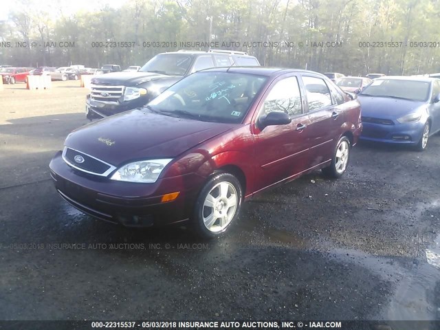 1FAHP34N87W302848 - 2007 FORD FOCUS ZX4/S/SE/SES RED photo 2
