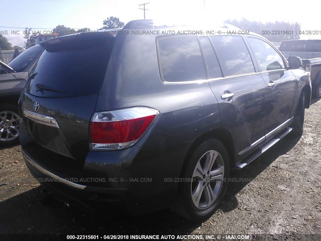 5TDYK3EH1BS040195 - 2011 TOYOTA HIGHLANDER LIMITED GRAY photo 4