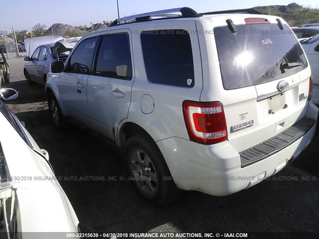 1FMCU0EG4AKA86969 - 2010 FORD ESCAPE LIMITED WHITE photo 3