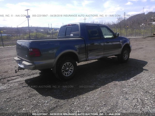 1FTRW08L91KA26946 - 2001 FORD F150 SUPERCREW BLUE photo 4