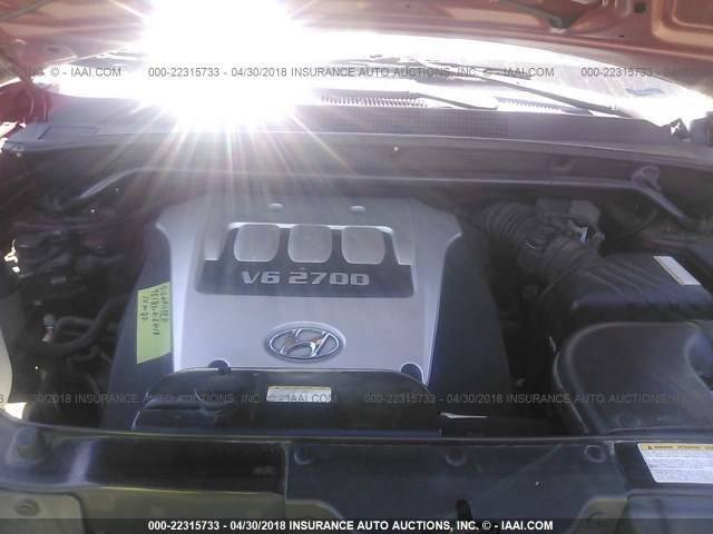 KM8JN12D55U063702 - 2005 HYUNDAI TUCSON GLS/LX RED photo 10