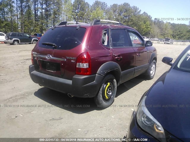 KM8JN12D55U063702 - 2005 HYUNDAI TUCSON GLS/LX RED photo 4